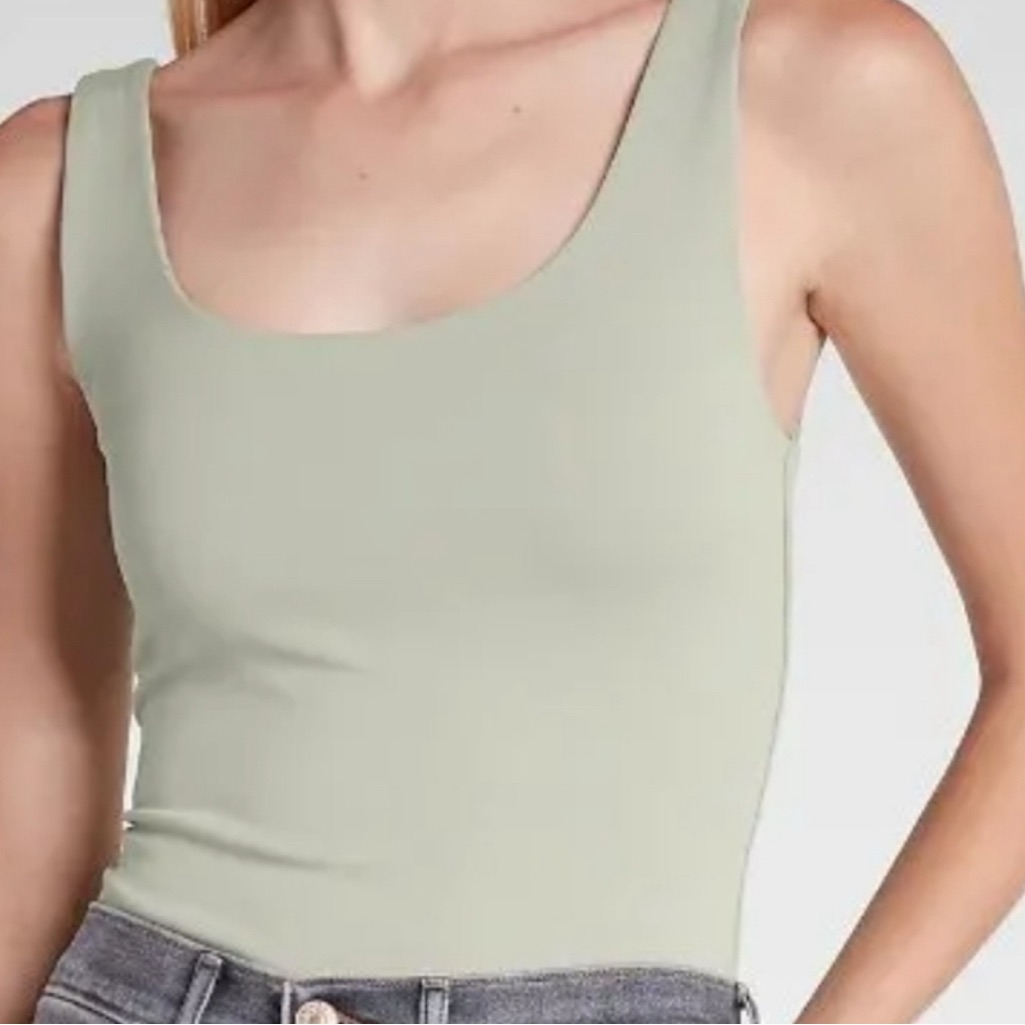Express New Sleeveless Body Contour Bodysuit Large Sage Green